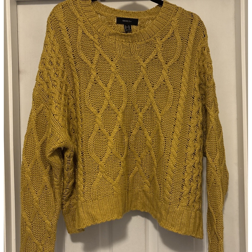 Forever 21 Women's 3X Chunky Knit‎ Sweater Mustard Yellow Cozy Soft Relaxed Warm